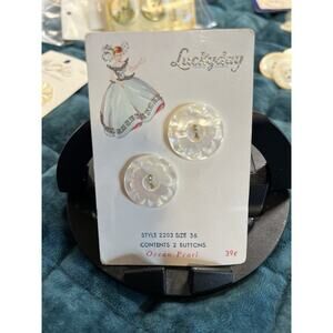 Lucky Day Ocean Pearl Buttons 2pc Vintage NOS Figural Card Sewing Craft